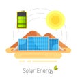 Vector flat style concept for ecology solar energy. Royalty Free Stock Photo