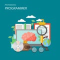 Professional programmer vector flat style design illustration