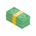 Dollars banknotes vector file isometric view.