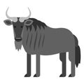 Vector flat style illustration of black wildebeest Royalty Free Stock Photo