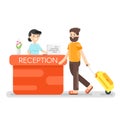 Vector flat style illustration of hotel reception. Royalty Free Stock Photo