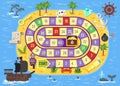 Vector flat style illustration of kids pirate board game Royalty Free Stock Photo