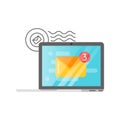 Vector flat style illustration of mail on laptop screen. Royalty Free Stock Photo