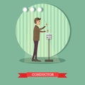 Vector flat style illustration of musical conducter with baton Royalty Free Stock Photo