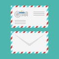 Vector flat style illustration of postal envelope. Royalty Free Stock Photo