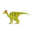 Vector flat style illustration of prehistoric animal - Corythosaurus. Royalty Free Stock Photo