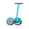 Vector flat style illustration of two-wheeled battery-powered electric vehicle on white background.