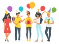 People holding birthday presents Royalty Free Stock Photo