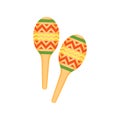 Vector flat style musical Mexican instrument maraca.