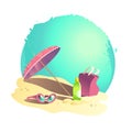 Vector flat summer cartoon illustration. Royalty Free Stock Photo