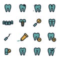 Vector flat teeth icons set