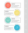 Vector flat template circle infographics. Business concept with 4 options and parts