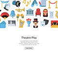 Vector flat theatre icons background with place for text illustration