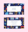 Vector flat theatre icons business card Royalty Free Stock Photo