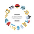 Vector flat theatre icons in circle