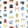Vector flat theatre icons pattern or background illustration