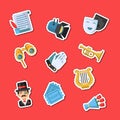 Vector flat theatre icons stickers set illustration