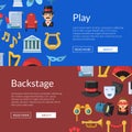 Vector flat theatre icons web banner