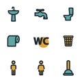 Vector flat toilet icons set