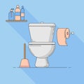 Vector flat toilet illustration. Plumbing elements for design and web.