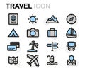 Vector flat travel icons set Royalty Free Stock Photo