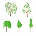 Vector flat trees on white background. Logo design illustration.