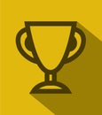 Vector flat trophy cup icon with shadow