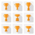 Vector flat trophy cup icons set