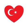 Vector flat Turkish Turkey flag heart