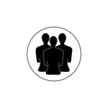 Vector flat user icon, add a friend icon, lined, black and white 3 persons, contacts icon
