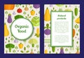 Vector flat vegetables vegan, healthy food card, brochure, flyer template Royalty Free Stock Photo