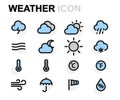 Vector flat weather icons set Royalty Free Stock Photo