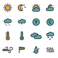 Vector flat weather icons set Royalty Free Stock Photo