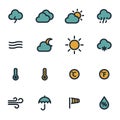 Vector flat weather icons set Royalty Free Stock Photo