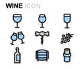 Vector flat wine icons set