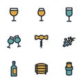 Vector flat wine icons set