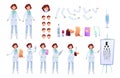 Vector flat woman doctor animation creation set Royalty Free Stock Photo