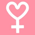 Vector flat woman venus symbol with heart Royalty Free Stock Photo