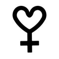 Vector flat woman venus symbol with heart Royalty Free Stock Photo