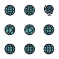 Vector flat world map icons set Royalty Free Stock Photo