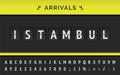 Vector flight arrival destination in Asia Istambul by Airport flip board font
