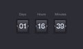 Vector flip countdown timer. Clock counter for websites and interfaces. Days, hours and minutes.