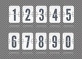 Vector flip scoreboard with numbers and reflections floating for white countdown timer or web page watch or calendar