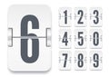 Vector flip scoreboard template with light numbers with shadows for white countdown timer or calendar