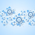 Vector floral background with 3d light blue flowers