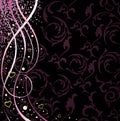 Vector floral background with hearts