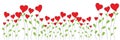 Vector floral banner background with hearts and copy space Royalty Free Stock Photo