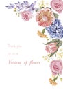 Vector floral banner, greeting card with various flower, invita