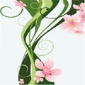 Vector floral branch with green leaves