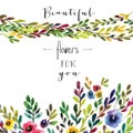Vector floral card. Colorful floral banner with Royalty Free Stock Photo
